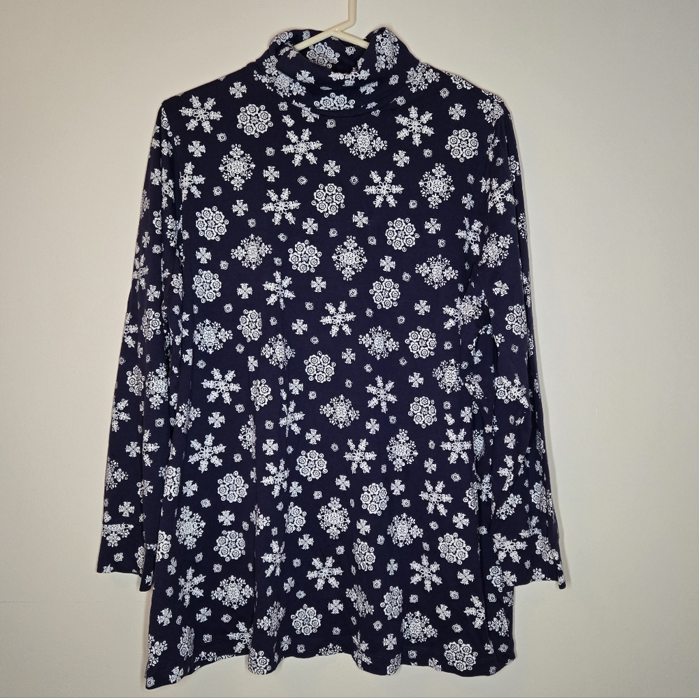 Woman Within Blue Snowflake Turtleneck Winter Size 1X